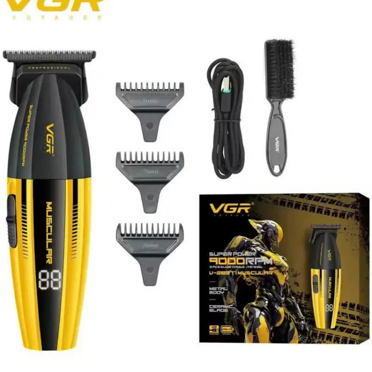 ماشین اصلاح خطزن و صفرزن حرفهای وی جی آر مدل VGR V-285T؛ موتور توربو، تیغه سرامیکی DLC، نمایشگر دیجیتال و ۲۴۰ دقیقه شارژدهی