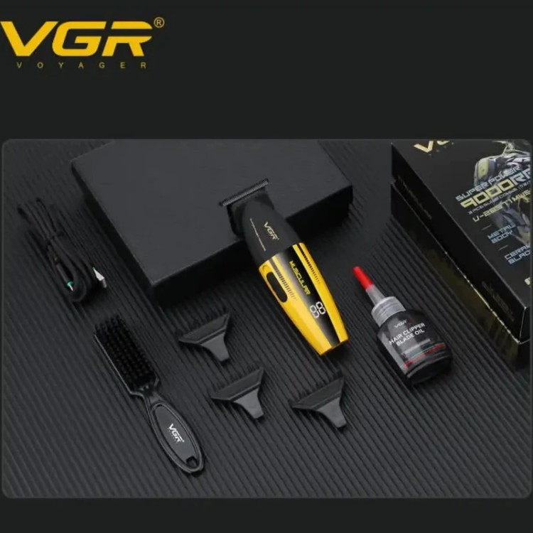 ماشین اصلاح خطزن و صفرزن حرفهای وی جی آر مدل VGR V-285T؛ موتور توربو، تیغه سرامیکی DLC، نمایشگر دیجیتال و ۲۴۰ دقیقه شارژدهی